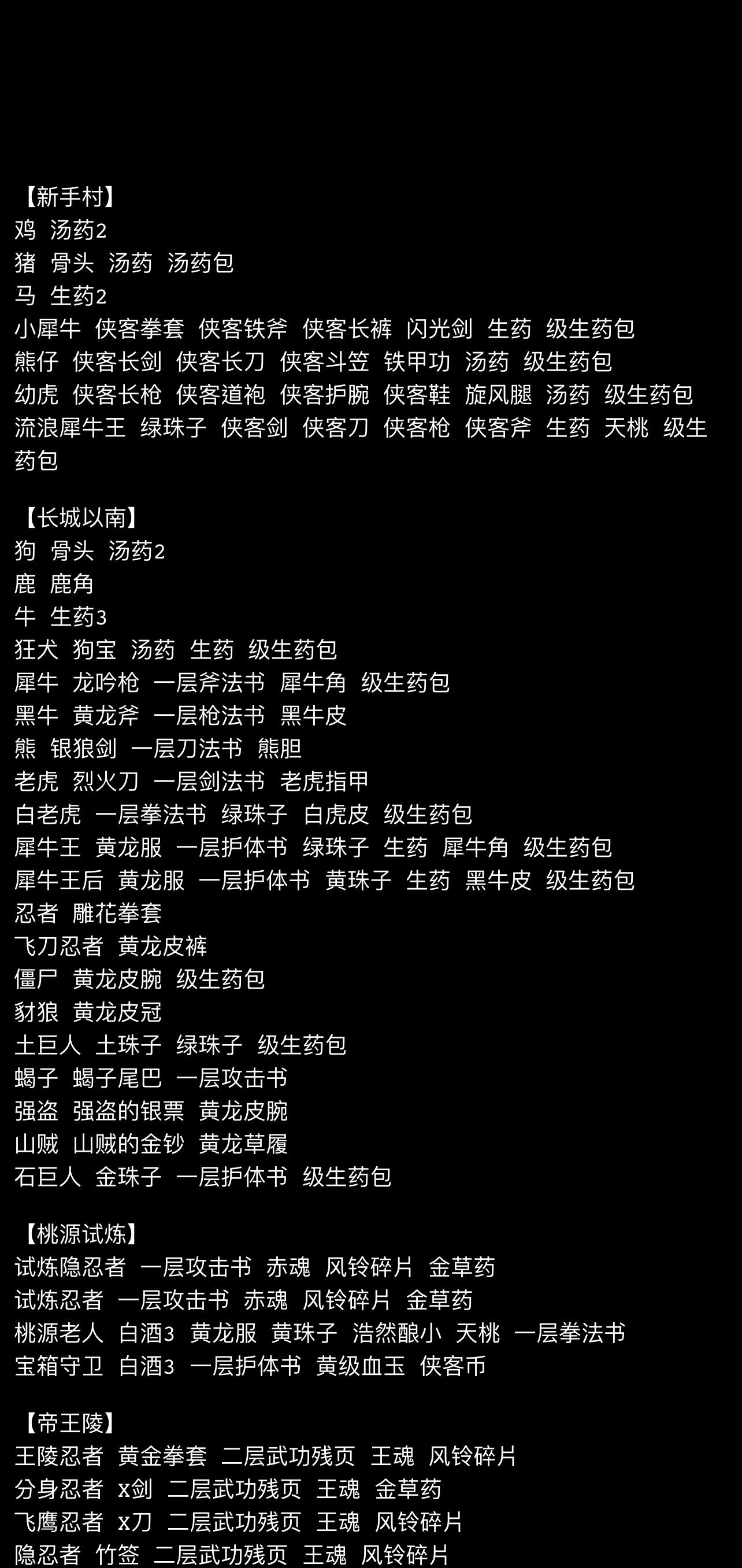 《侠客回忆录2》完整最新爆率表详细一览